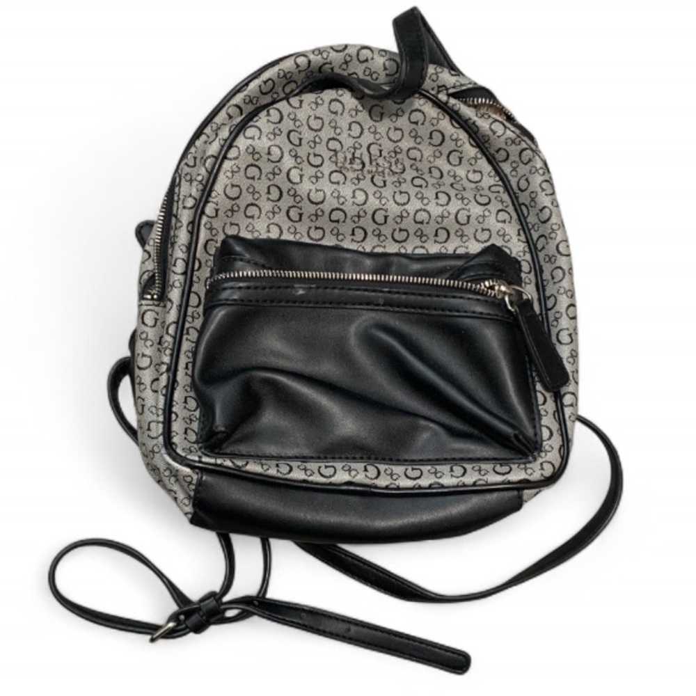 Y2K Guess Logo Print Gray Black Backpack Purse